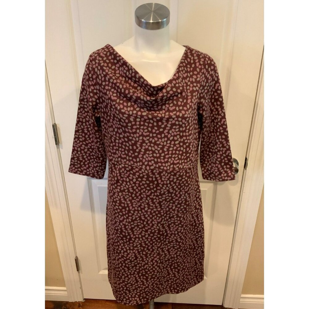 Royal Robbins Purple Polka Dot Cowl Neck Shift Dress, Size Large
